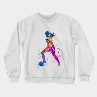 Girl playing soccer football player silhouette Crewneck Sweatshirt